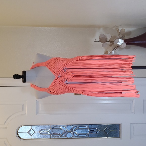 Wild Cat Tops - Coral Fringe Halter Top